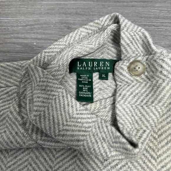 Lauren Ralph Lauren Herringbone Print Cashmere Silk Sweater - Picture 5 of 5